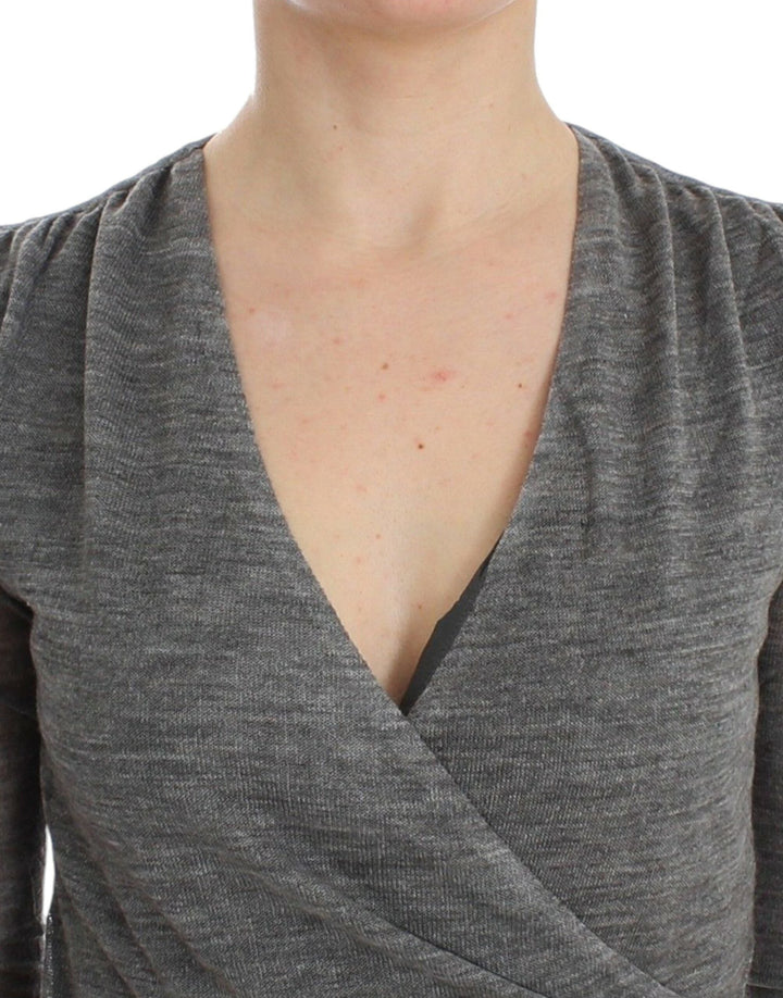 Women’s Ermanno Scervino Gray Wool Blend Stretch Long Sleeve Sweater