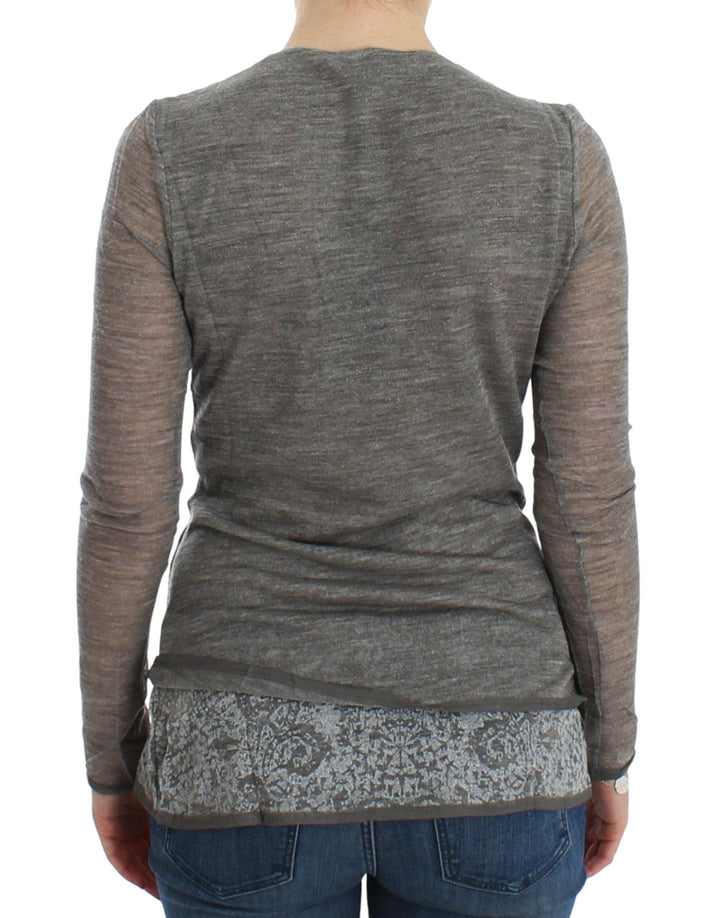 Women’s Ermanno Scervino Gray Wool Blend Stretch Long Sleeve Sweater