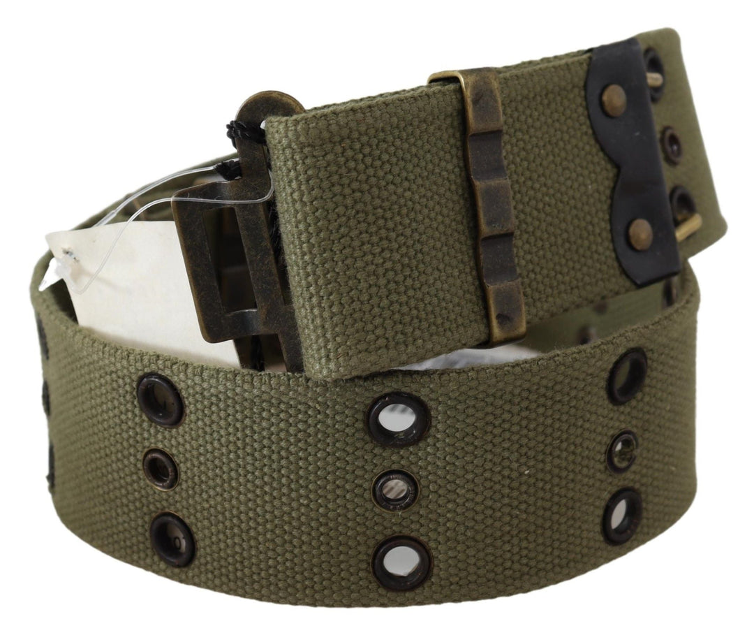 Women’s Ermanno Scervino Green 100% Cotton Rustic Bronze Buckle Belt