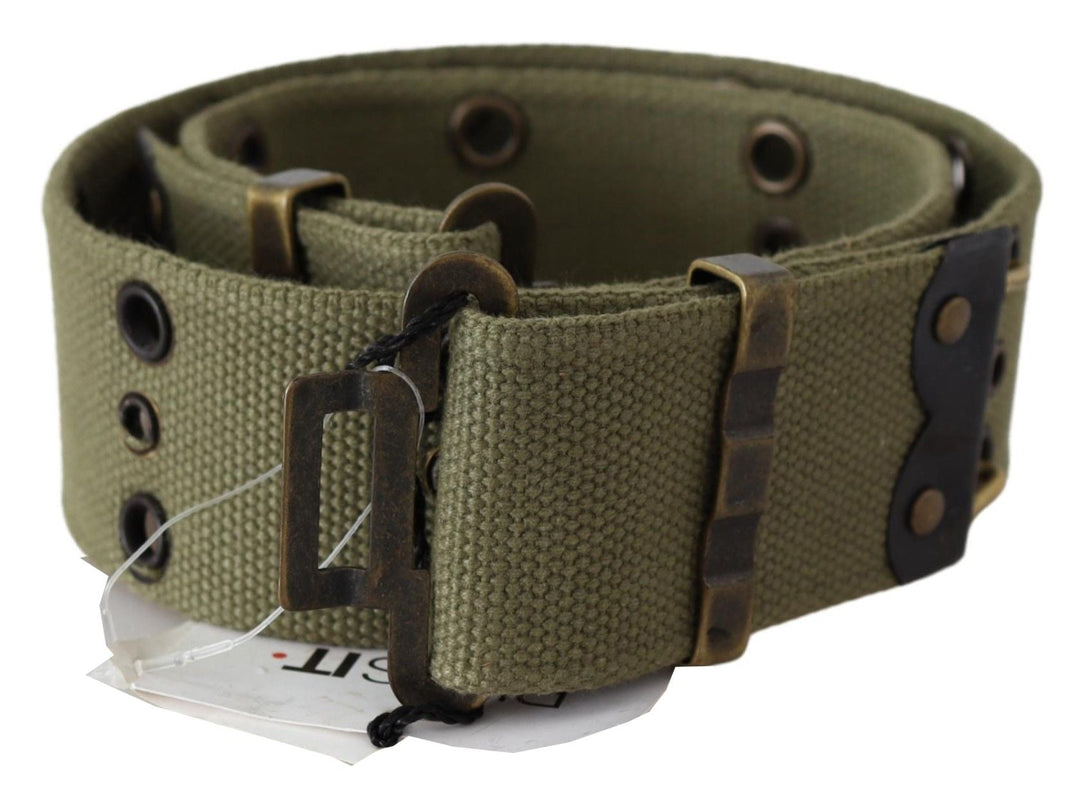 Women’s Ermanno Scervino Green 100% Cotton Rustic Bronze Buckle Belt