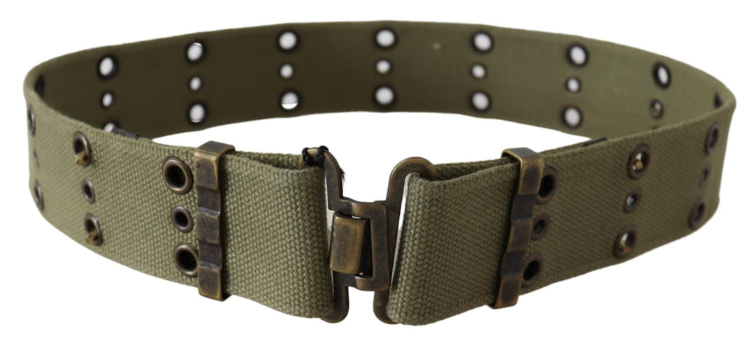 Women’s Ermanno Scervino Green 100% Cotton Rustic Bronze Buckle Belt