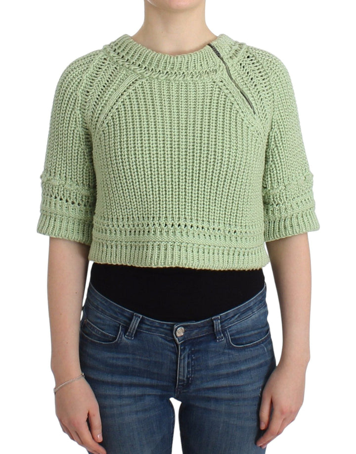 Women’s Ermanno Scervino Green Cropped Knit Sweater Knitted Jumper