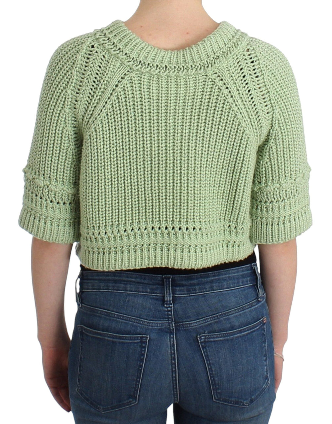 Women’s Ermanno Scervino Green Cropped Knit Sweater Knitted Jumper