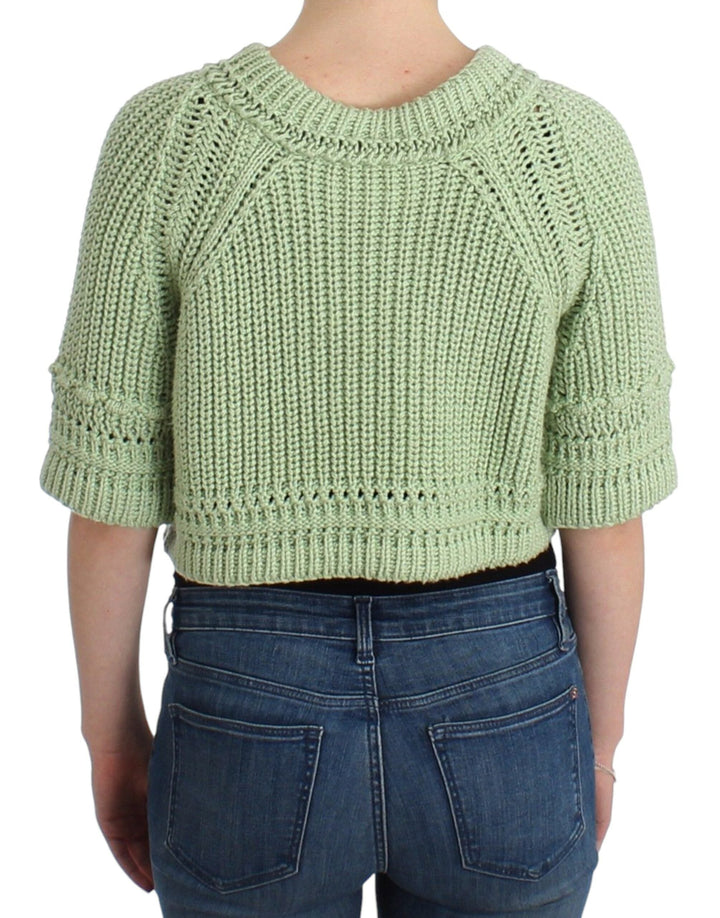 Women’s Ermanno Scervino Green Cropped Knit Sweater Knitted Jumper