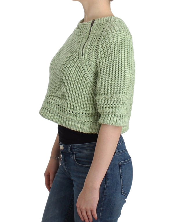 Women’s Ermanno Scervino Green Cropped Knit Sweater Knitted Jumper