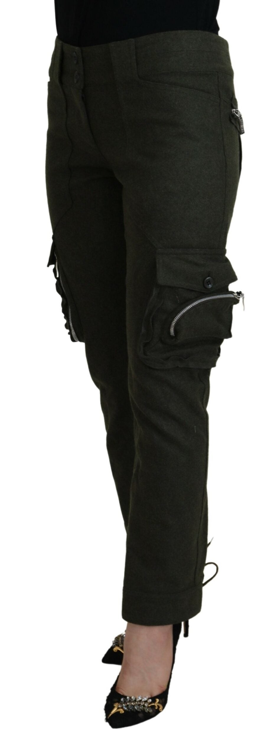 Women’s Ermanno Scervino Green Lace Up Leg Women Tapered Pants