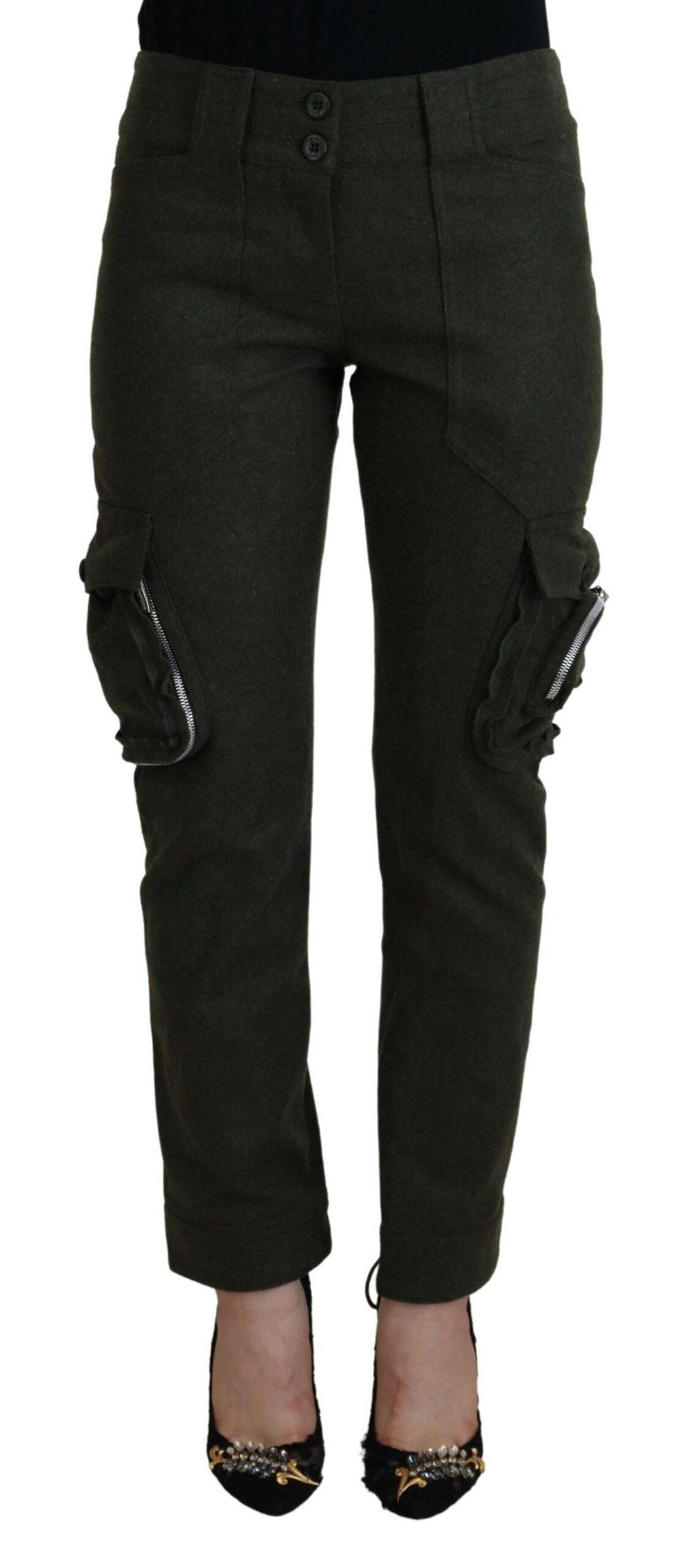 Women’s Ermanno Scervino Green Lace Up Leg Women Tapered Pants