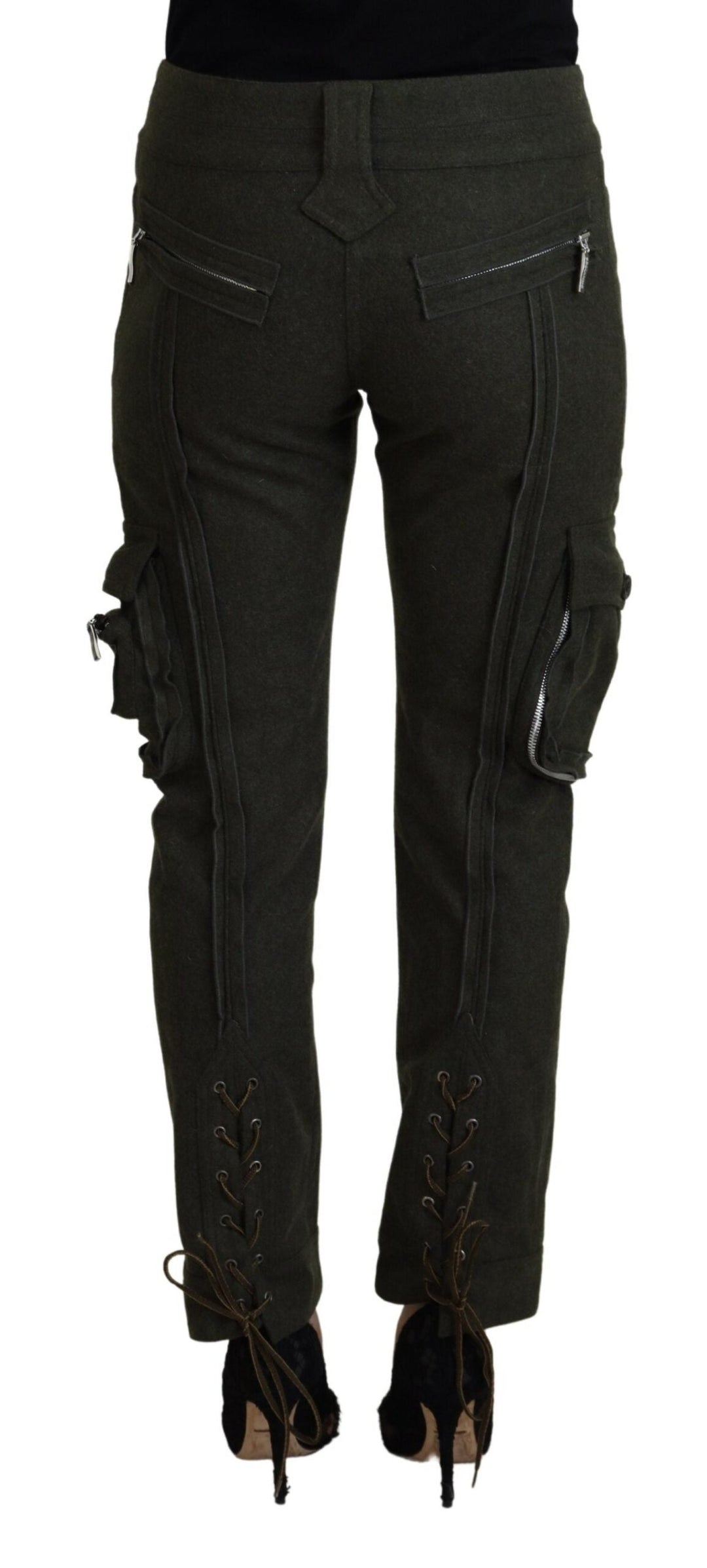 Women’s Ermanno Scervino Green Lace Up Leg Women Tapered Pants