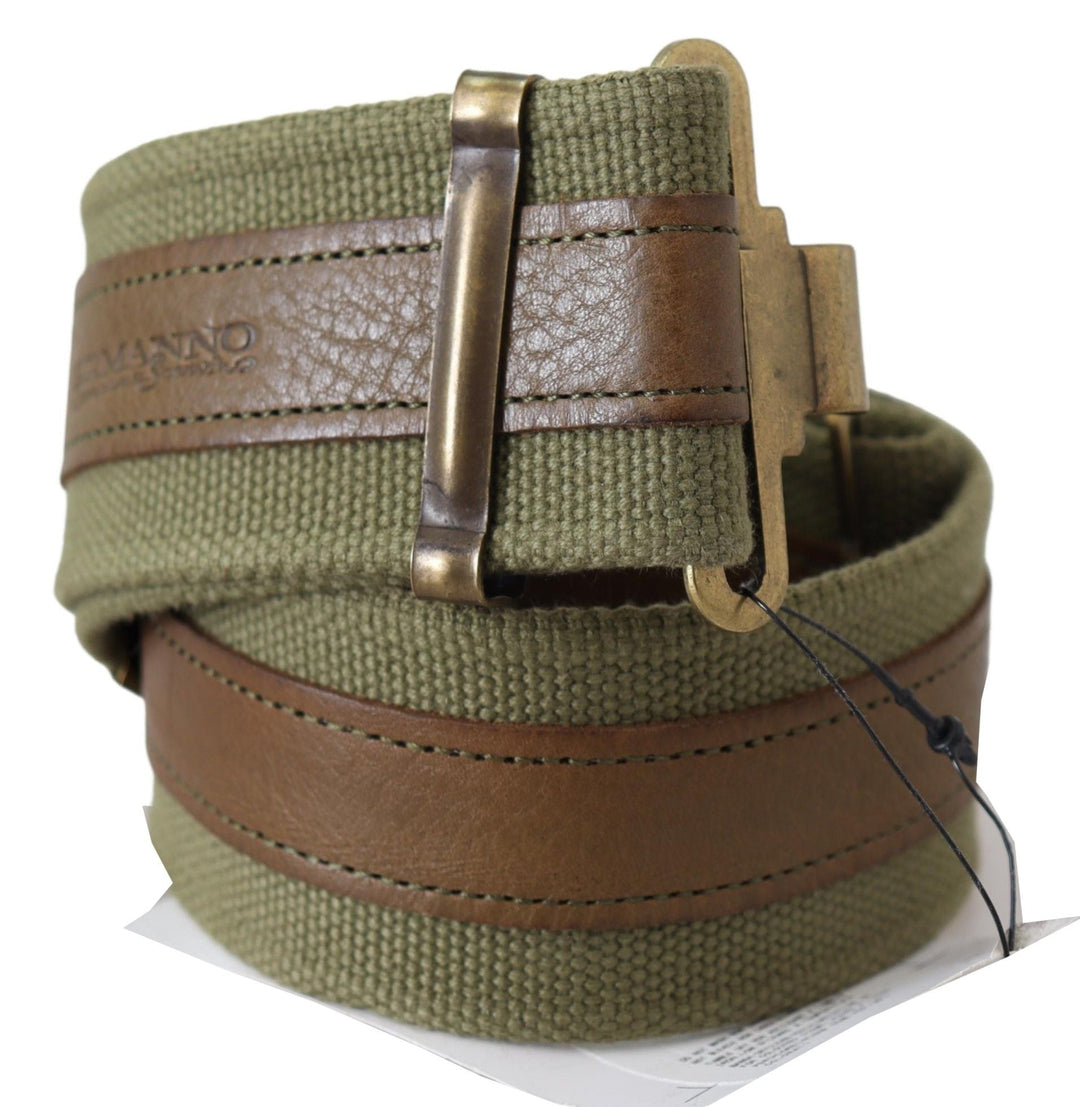 Women’s Ermanno Scervino Green Leather Rustic Bronze Buckle Army Belt