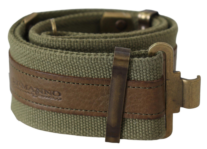 Women’s Ermanno Scervino Green Leather Rustic Bronze Buckle Army Belt
