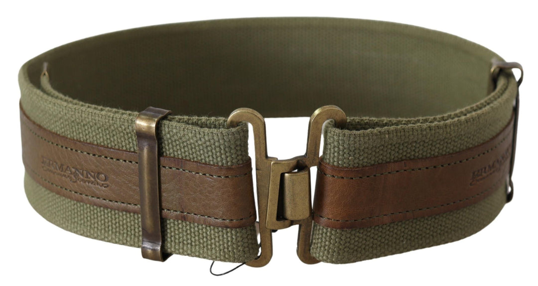 Women’s Ermanno Scervino Green Leather Rustic Bronze Buckle Army Belt