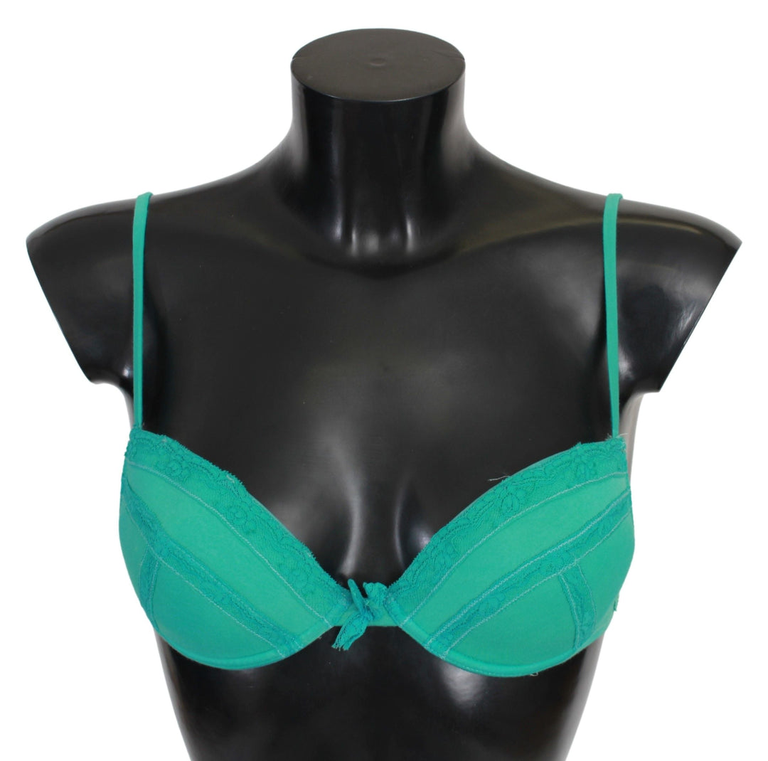 Women’s Ermanno Scervino Green Push Up Bra 100% Cotton Underwear