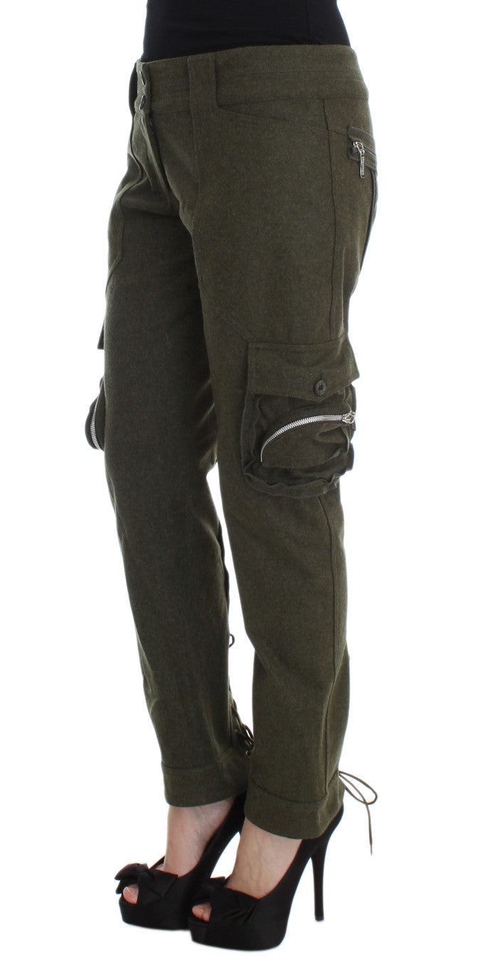 Women’s Ermanno Scervino Green Wool Blend Loose Fit Cargo Pants