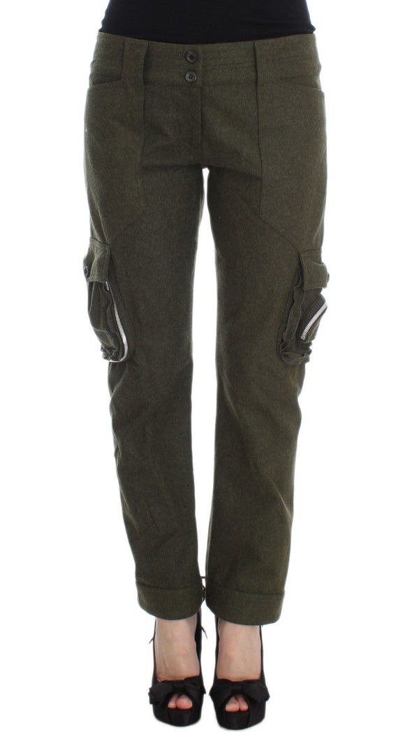 Women’s Ermanno Scervino Green Wool Blend Loose Fit Cargo Pants