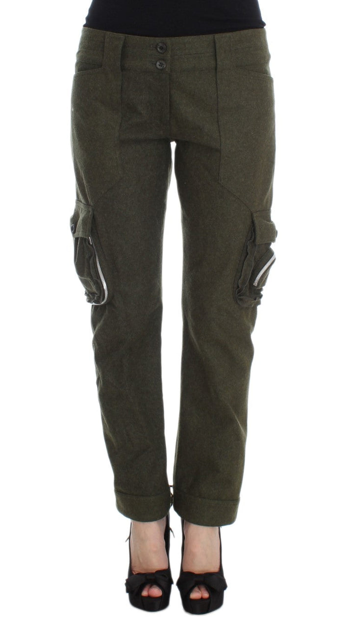 Women’s Ermanno Scervino Green Wool Blend Loose Fit Cargo Pants