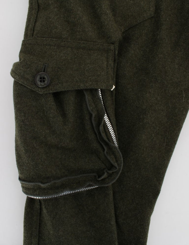 Women’s Ermanno Scervino Green Wool Blend Loose Fit Cargo Pants