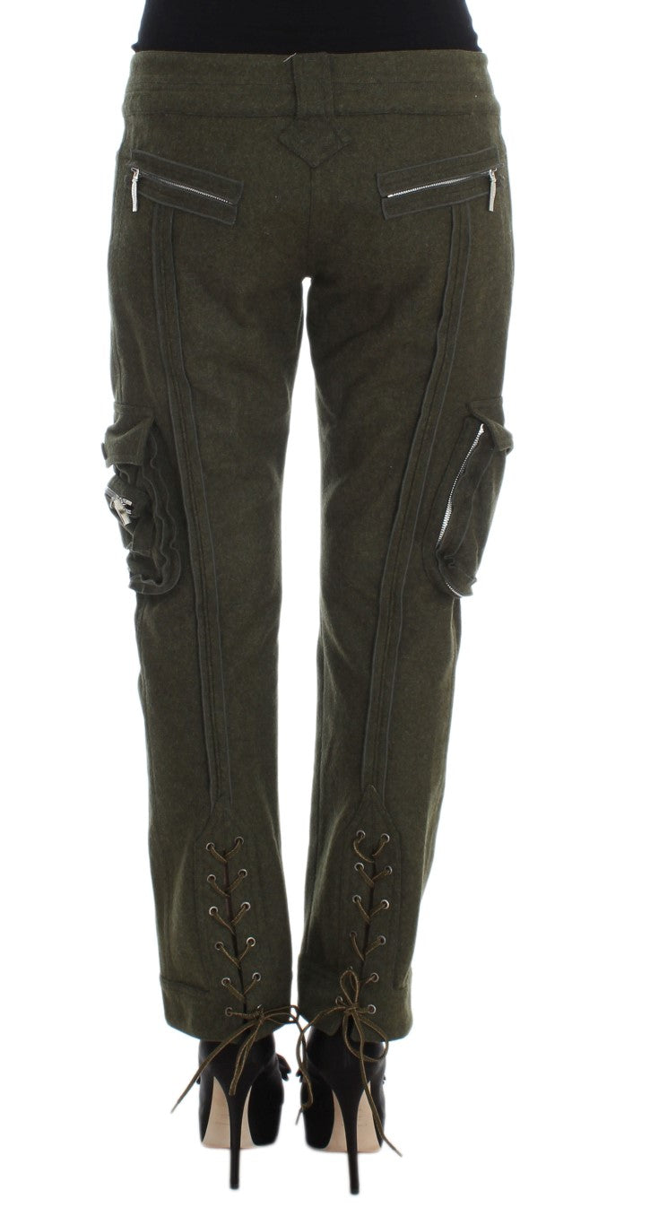 Women’s Ermanno Scervino Green Wool Blend Loose Fit Cargo Pants