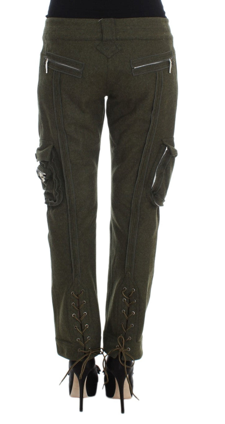 Women’s Ermanno Scervino Green Wool Blend Loose Fit Cargo Pants