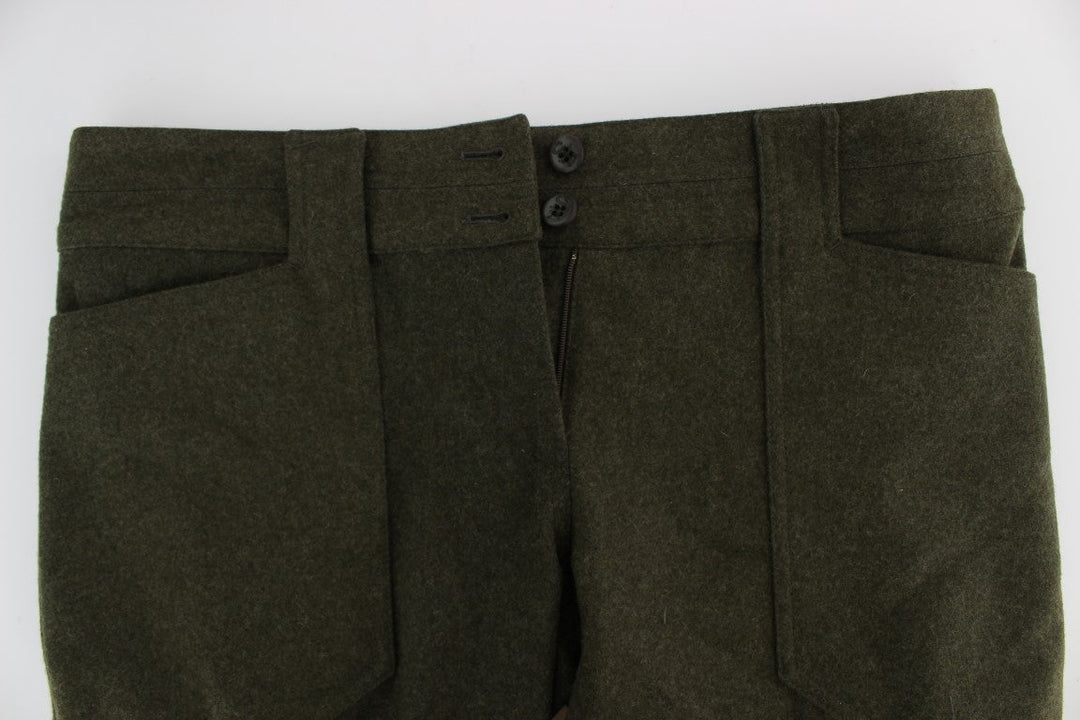 Women’s Ermanno Scervino Green Wool Blend Loose Fit Cargo Pants