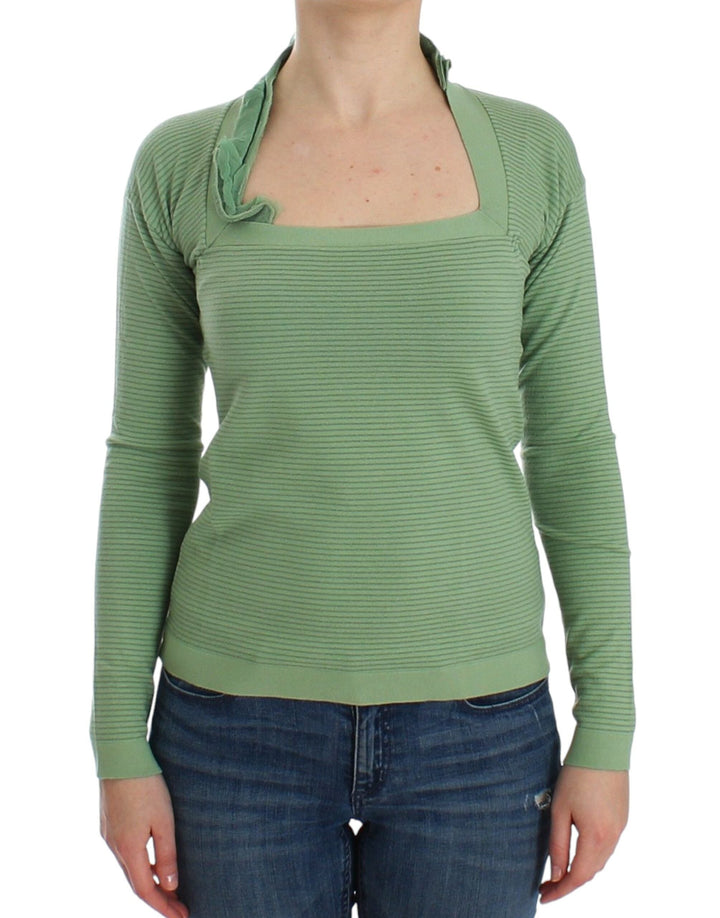 Women’s Ermanno Scervino Green Wool Blend Striped Long Sleeve Sweater