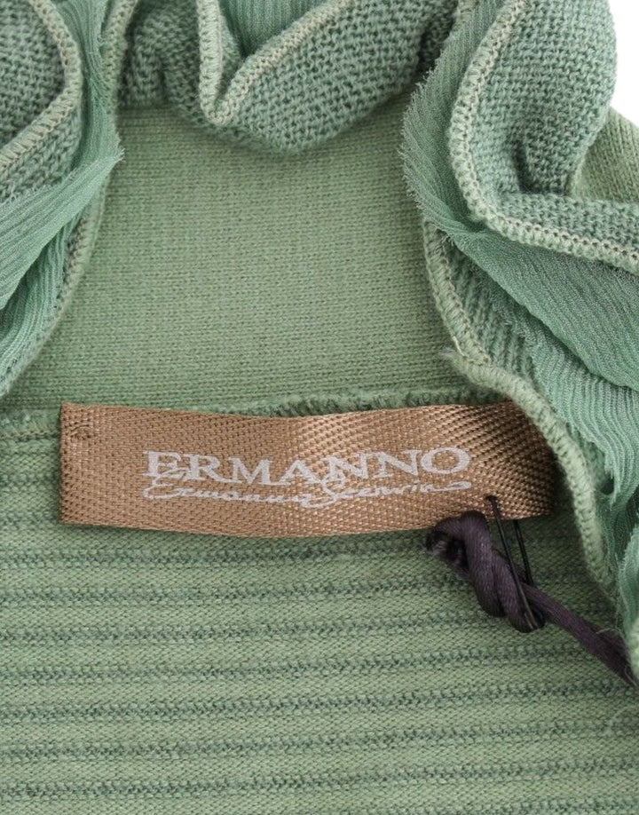 Women’s Ermanno Scervino Green Wool Blend Striped Long Sleeve Sweater