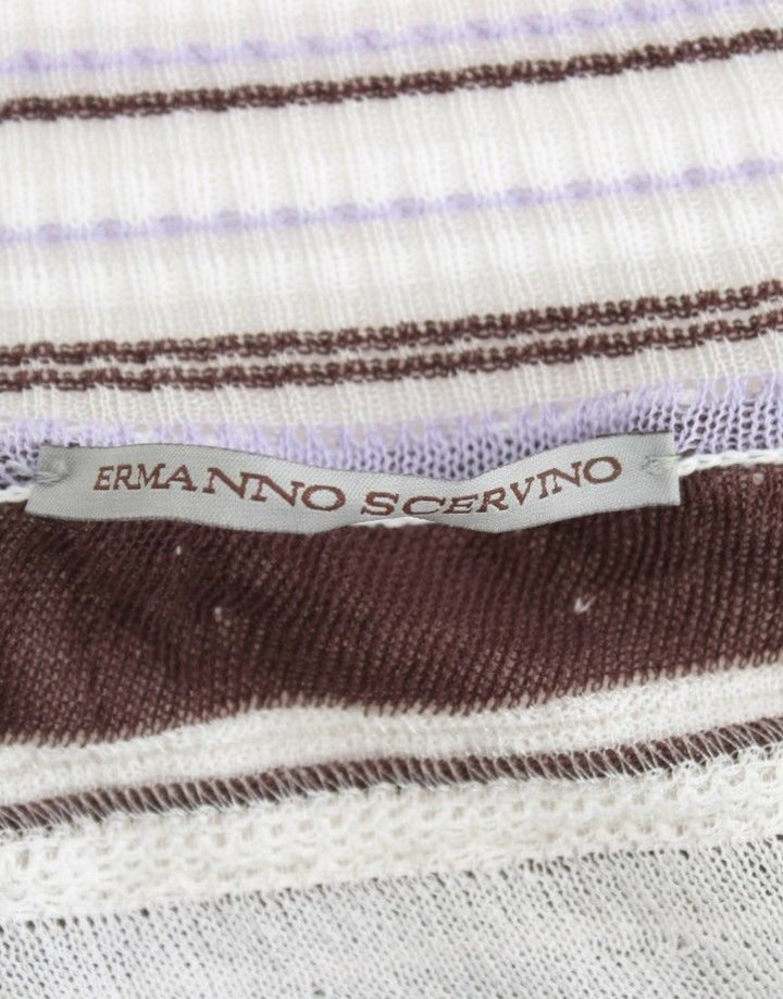 Women’s Ermanno Scervino Striped Lace V-neck Short Sleeve Top Sweater