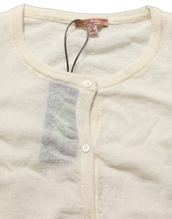 Women’s Ermanno Scervino White Knit Cropped Wool Cardigan Sweater