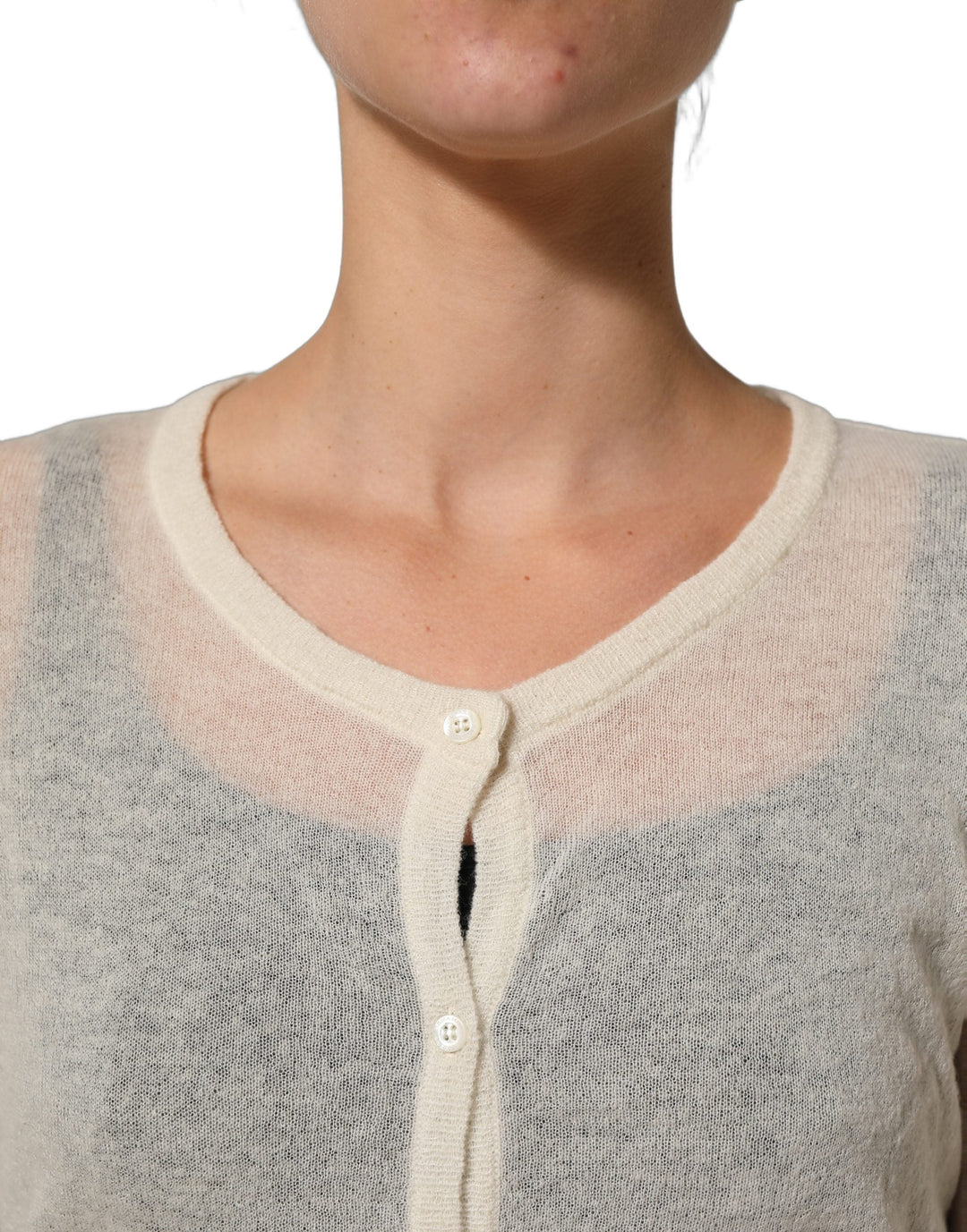 Women’s Ermanno Scervino White Knit Cropped Wool Cardigan Sweater