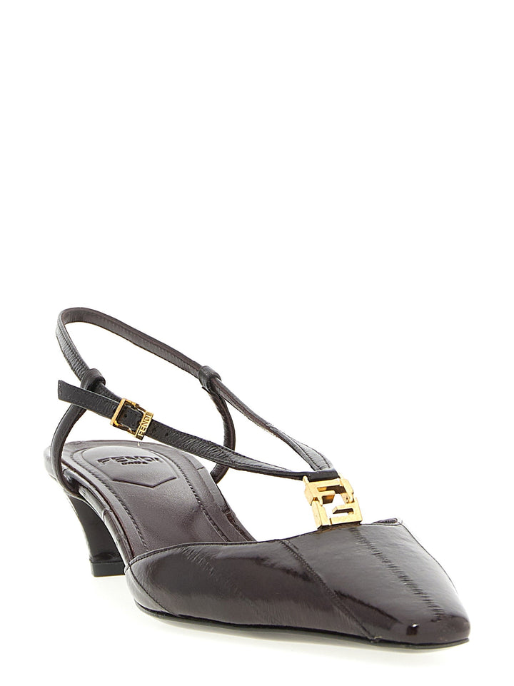 Women’s Fendi Brown Lamb Leather Mid Heel Pumps