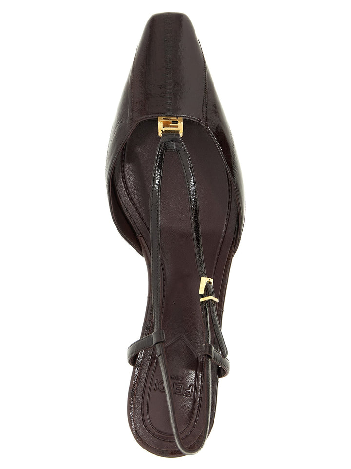 Women’s Fendi Brown Lamb Leather Mid Heel Pumps
