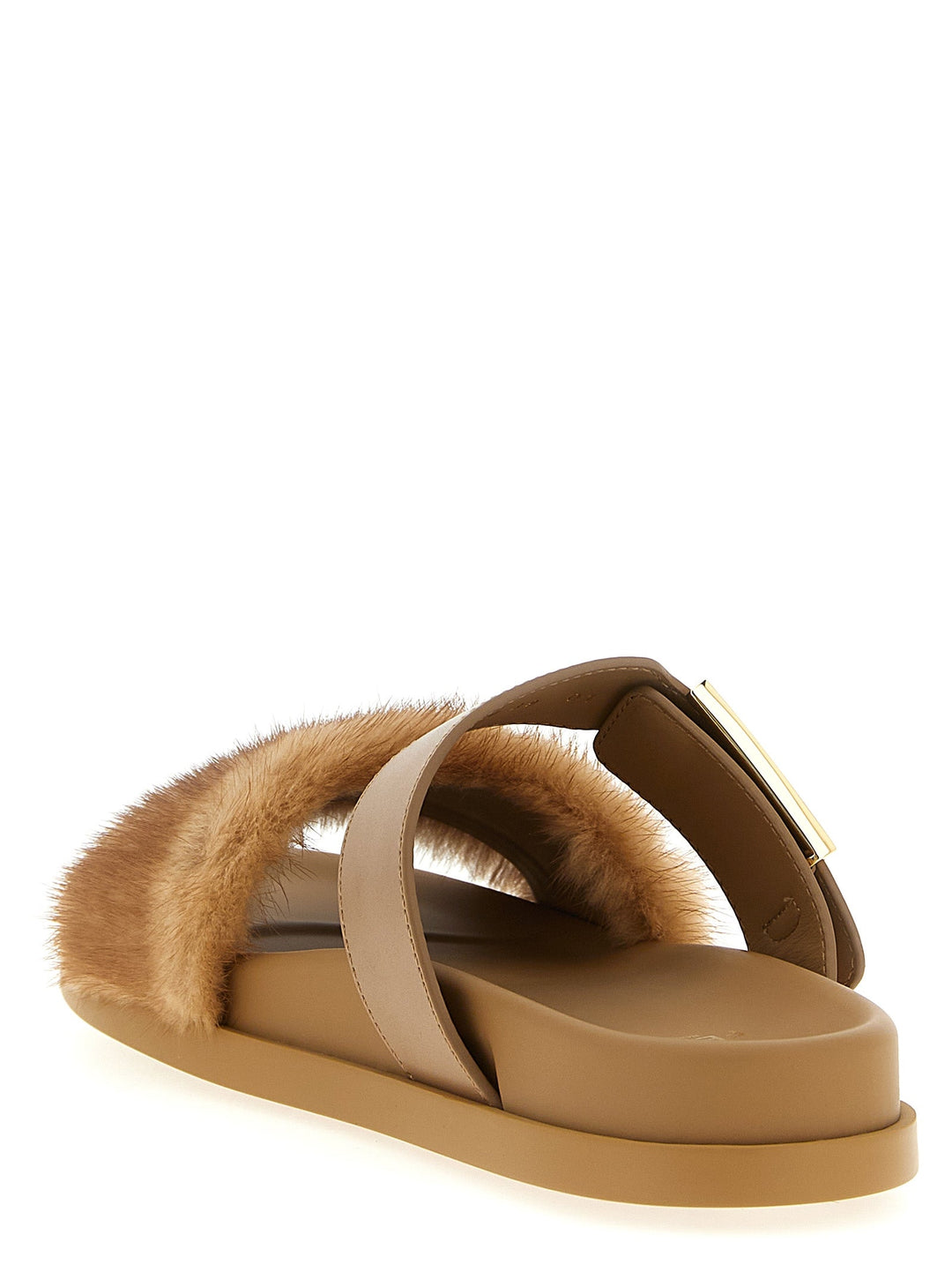 Women’s Fendi Brown Leather Slides