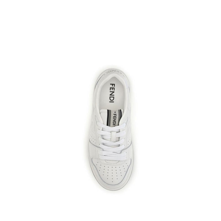 Fendi White Calf Leather Bos Taurus Athletic Sneakers