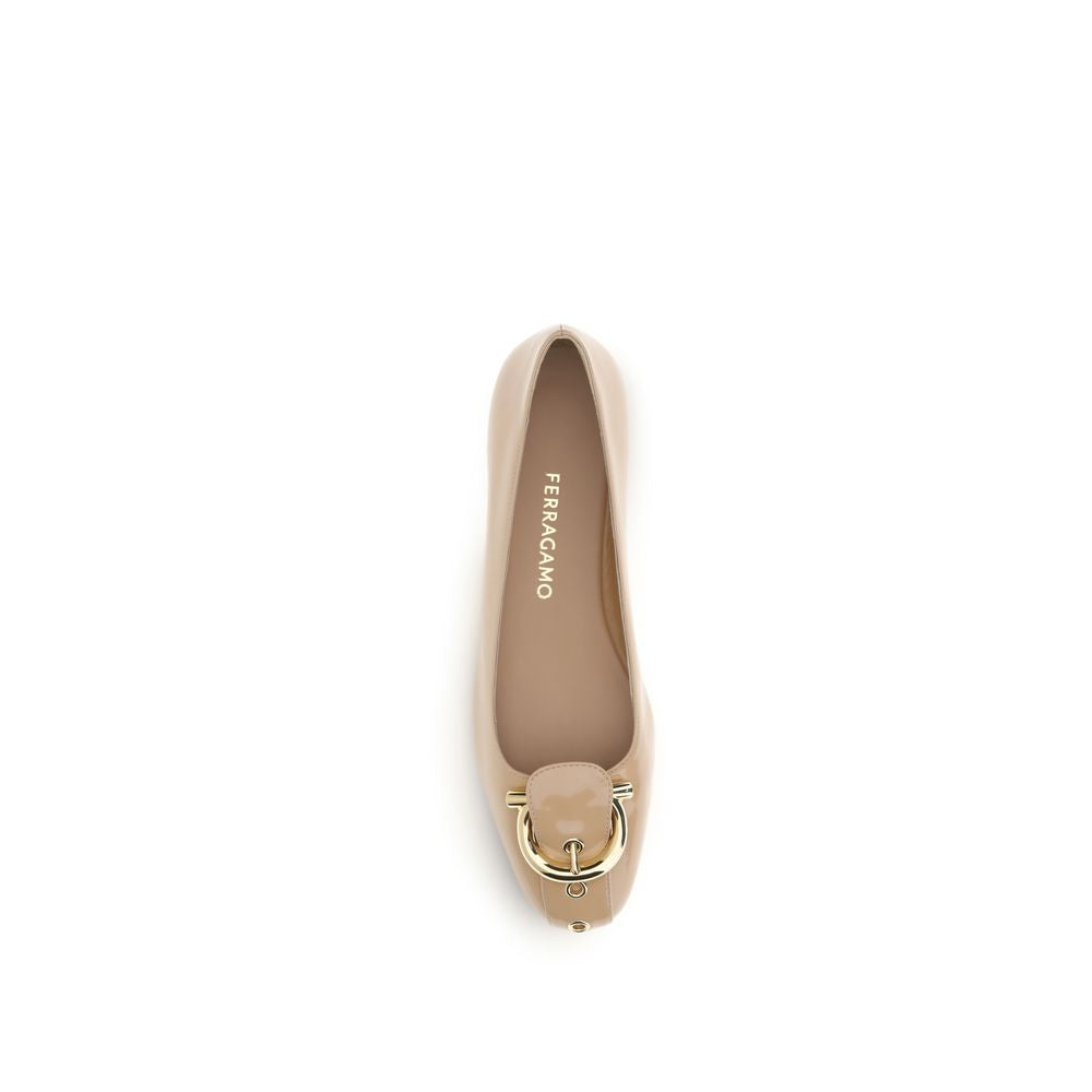 Women’s Ferragamo Beige Calf Leather Bos Taurus Ballet Flats