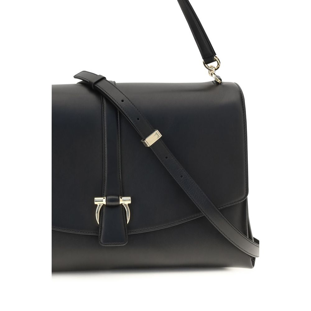 Women’s Ferragamo Black Calf Leather Bos Taurus Shoulder Bag