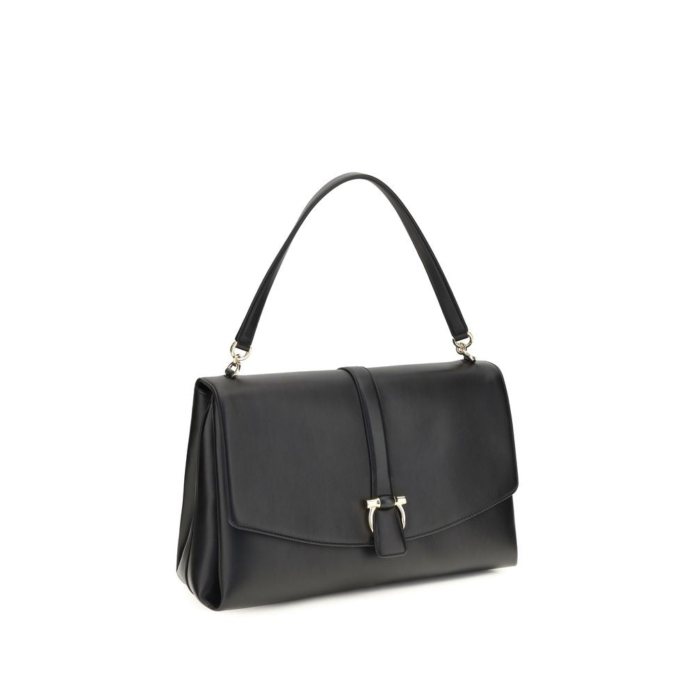 Women’s Ferragamo Black Calf Leather Bos Taurus Shoulder Bag