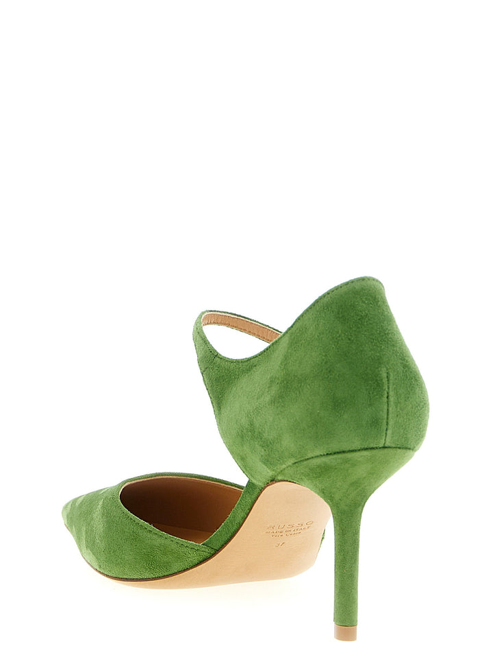 Women’s Francesco Russo Bicolor Goatskin Mid Heel Pumps