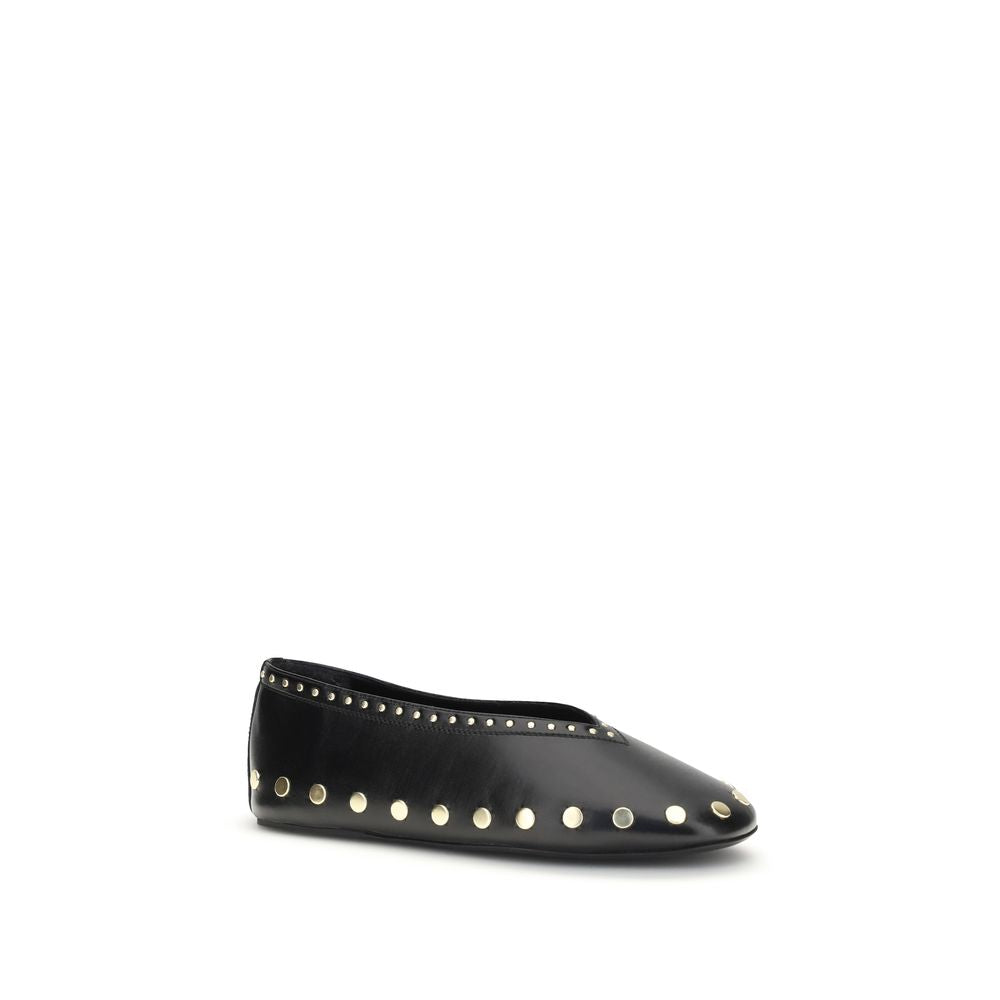Women’s Ganni Black Polyurethane Ballet Flats