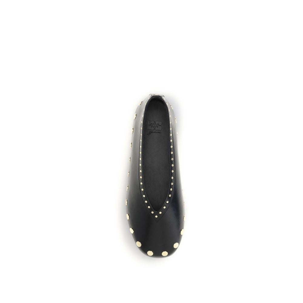 Women’s Ganni Black Polyurethane Ballet Flats