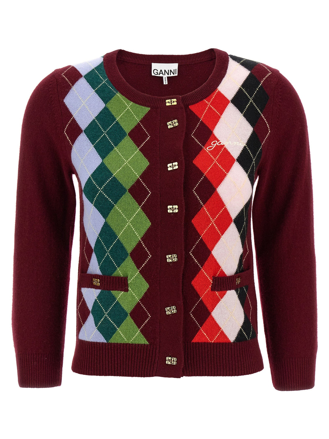 Women’s Ganni Bordeaux Merino Wool Cardigan