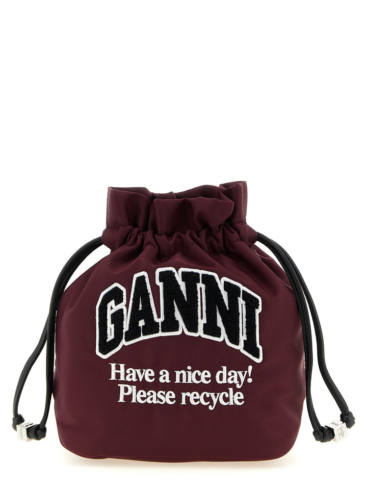 Women’s Ganni Bordeaux Recycled Polyamide Clutch Bag
