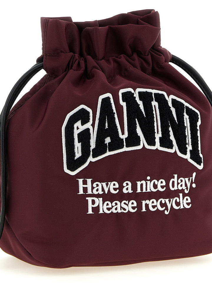 Women’s Ganni Bordeaux Recycled Polyamide Clutch Bag