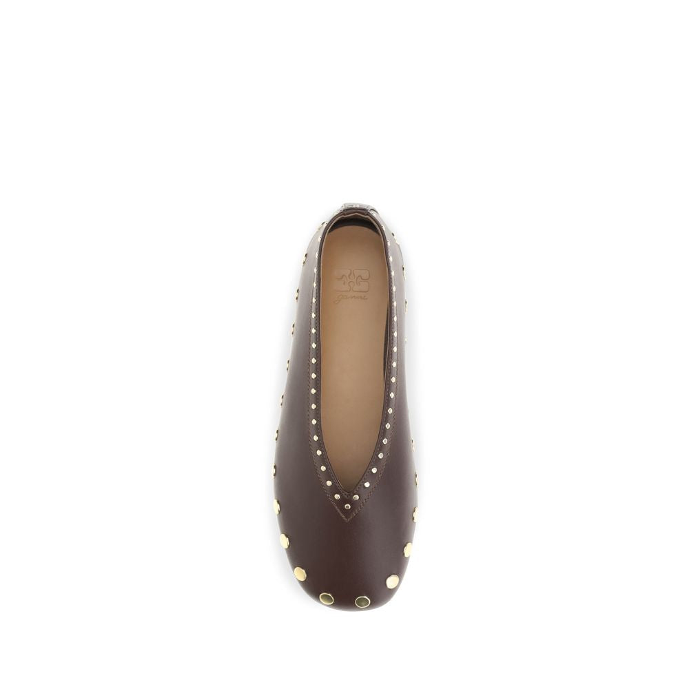 Women’s Ganni Brown Cotton Ballet Flats