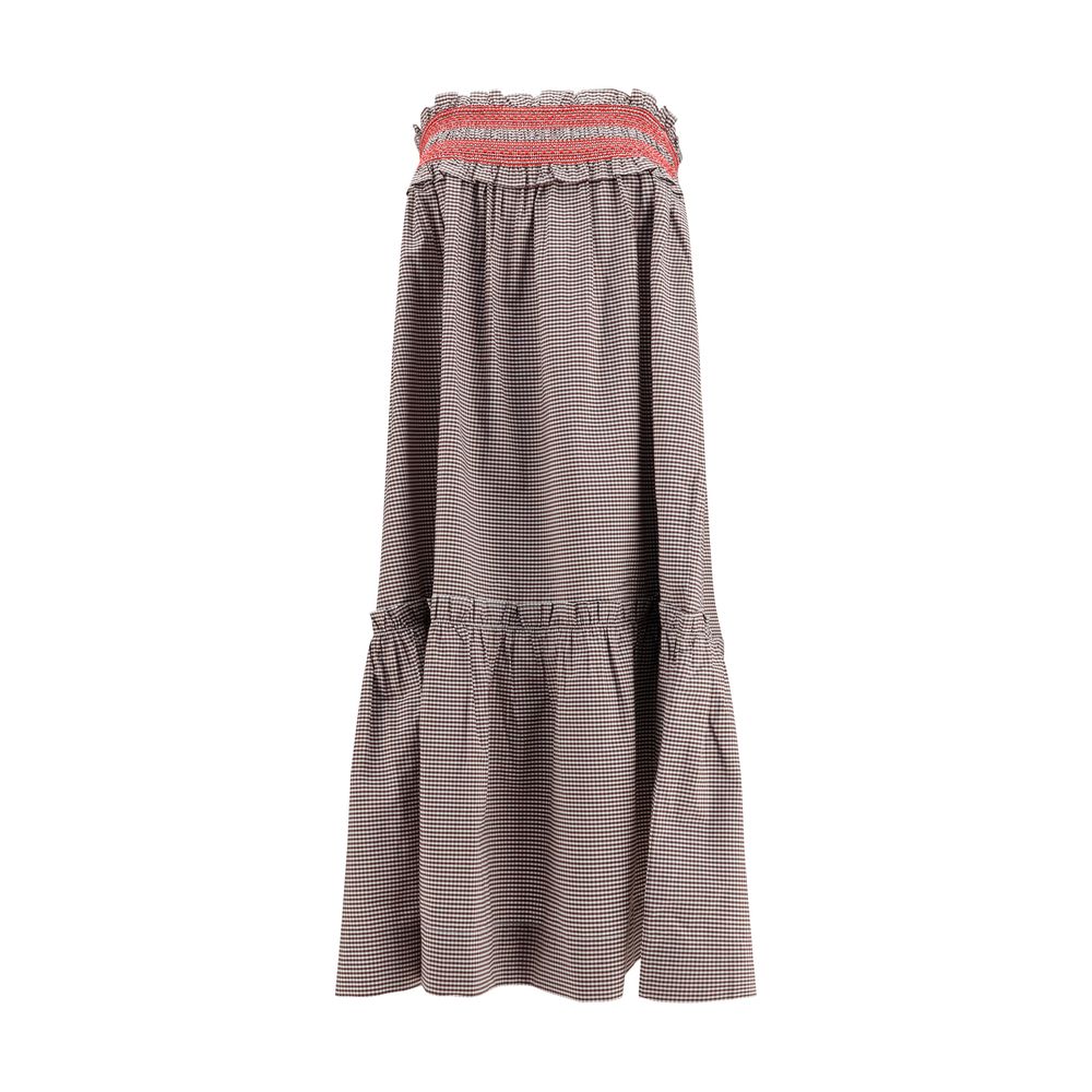 Women’s Ganni Brown Cotton Midi Skirt