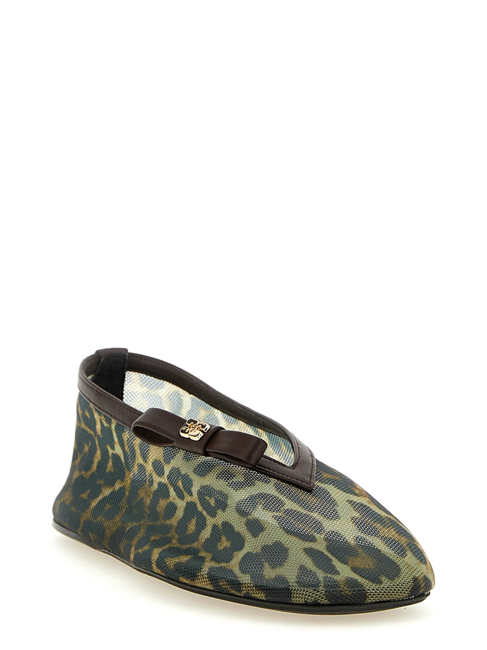 Women’s Ganni Brown Nylon Ballet Flats