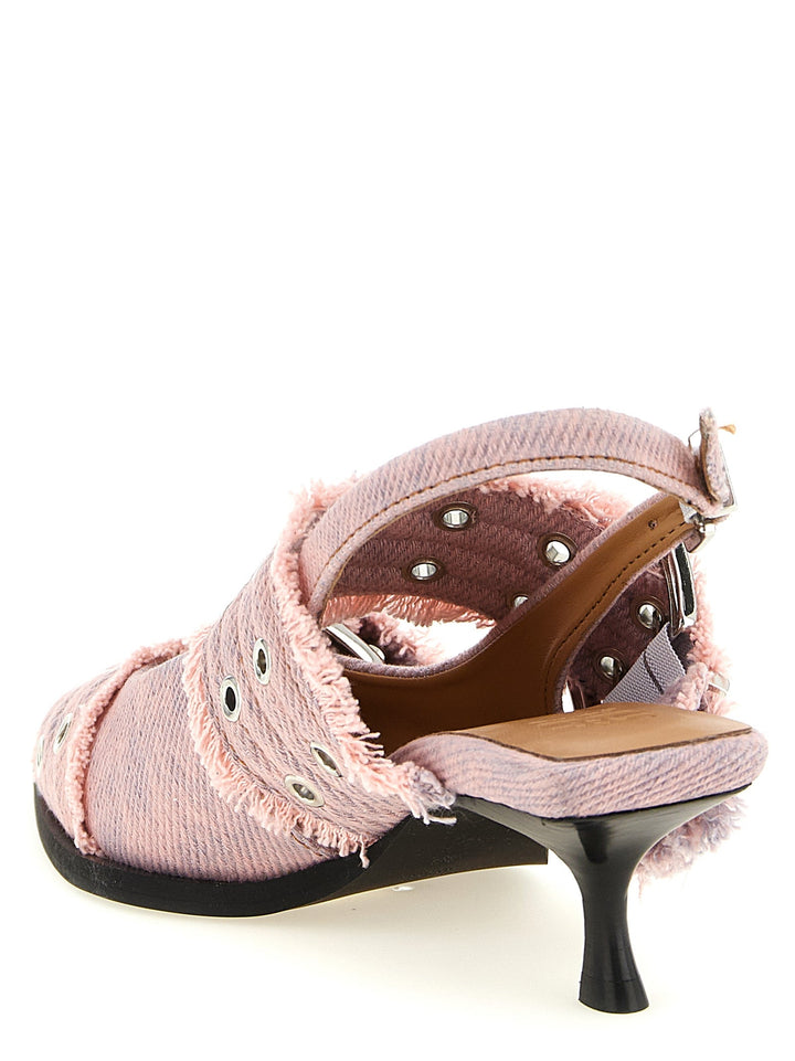 Women’s Ganni Multicolor Organic Cotton Mid Heel Pumps