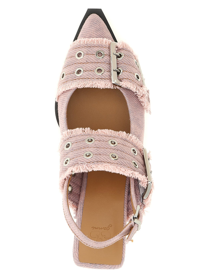 Women’s Ganni Multicolor Organic Cotton Mid Heel Pumps