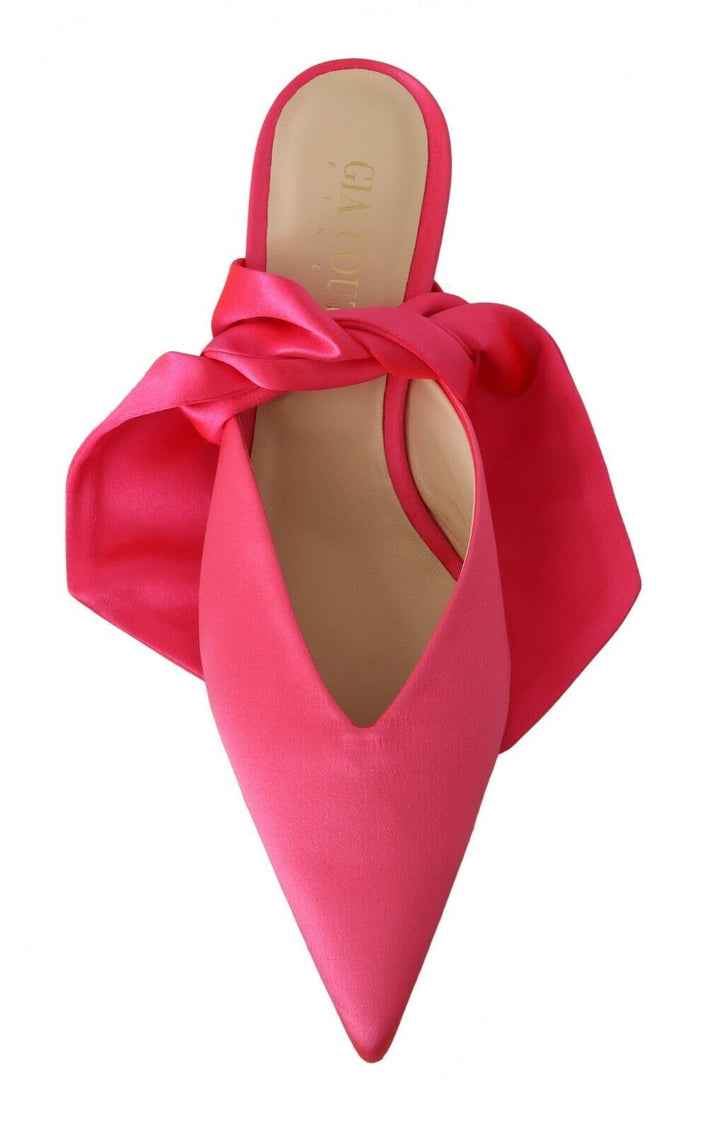 Women’s Gia Couture Pink Leather Lace Up Kitten Heels Pumps Shoes