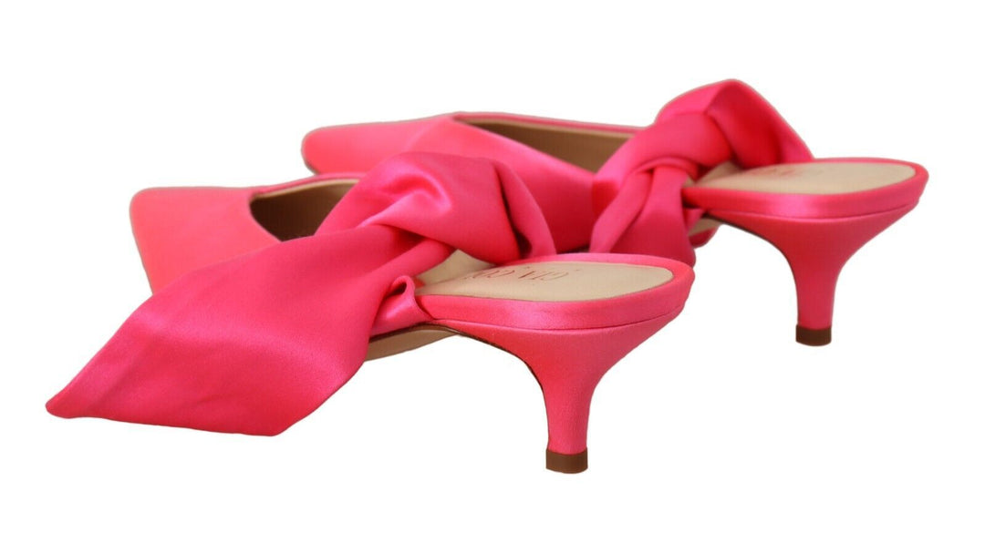 Women’s Gia Couture Pink Leather Lace Up Kitten Heels Pumps Shoes