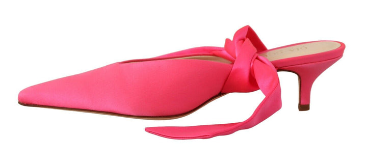Women’s Gia Couture Pink Leather Lace Up Kitten Heels Pumps Shoes