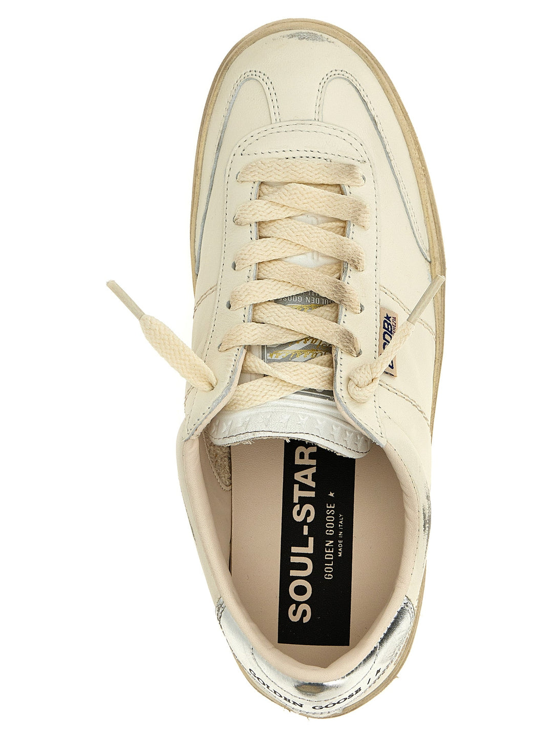Golden Goose Silver Lamb Leather Low Top Sneakers
